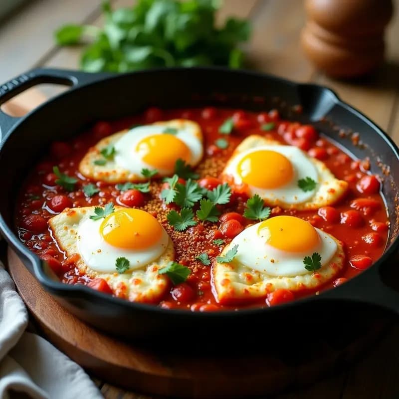 Shakshuka Marroquí con Merluza: Receta en Sartén con Huevo Poché y Especias