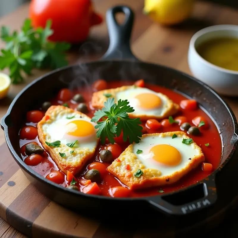 Shakshuka Tunisina con Merluza y Huevos: Desayuno o Cena Alta en Proteínas