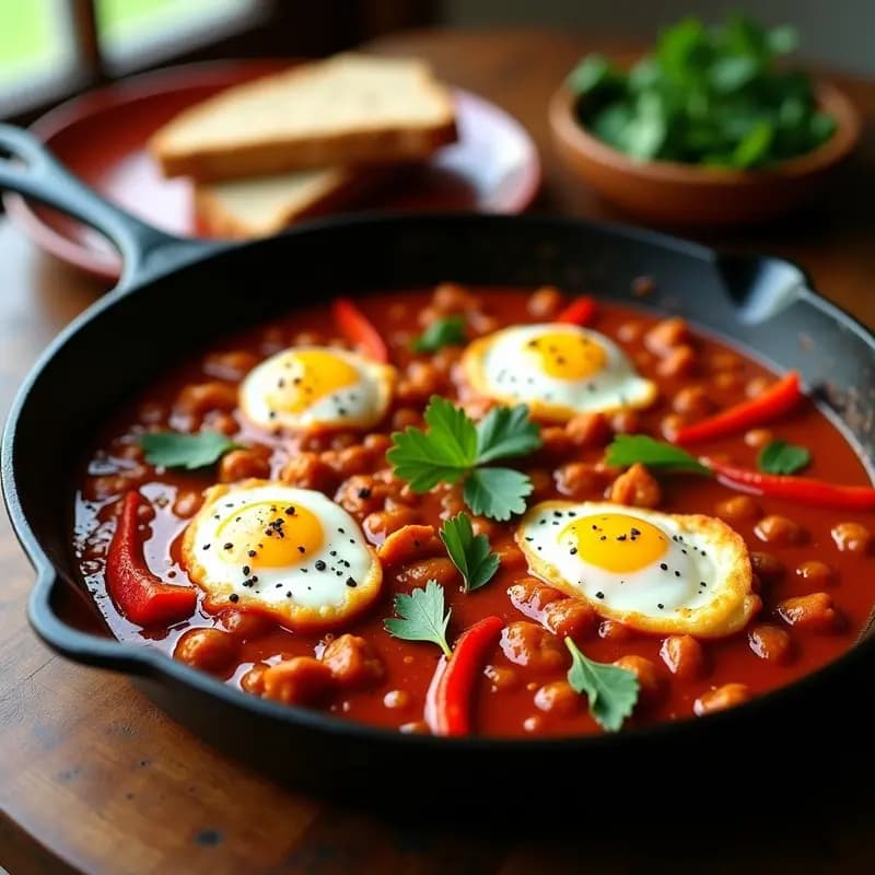 Shakshuka con Merluza y Pimientos Asados: Desayuno Tunecino Alto en Omega-3