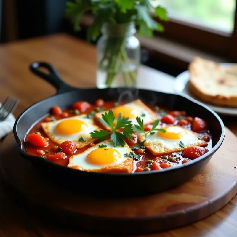 Shakshuka con Merluza y Tomates Secos: Desayuno Tunecino Alto en Proteínas