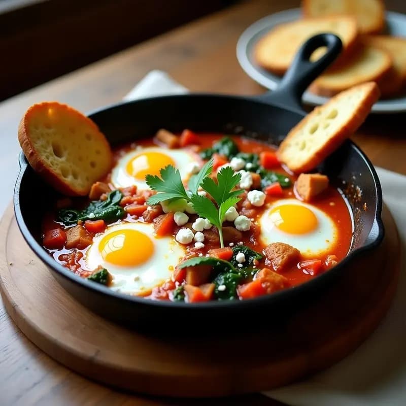 Shakshuka con Pollo y Espinacas: Receta Norteafricana Alta en Proteínas para Desayuno