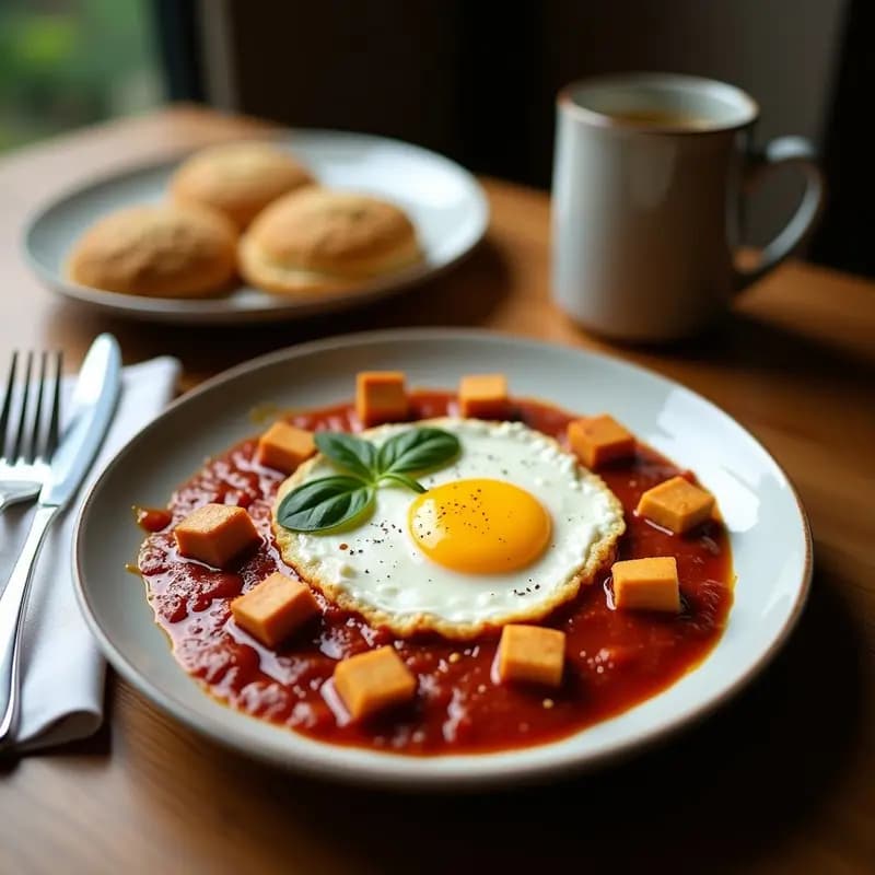 Shakshuka con Tofu Ahumado: Desayuno Tunecino Vegano y Rico en Proteínas