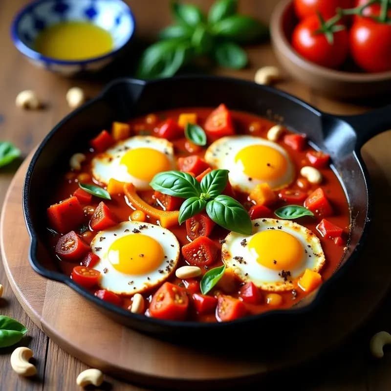 Shakshuka de Tofu con Pimientos Asados y Tomates Secos: Receta Norteafricana Vegana