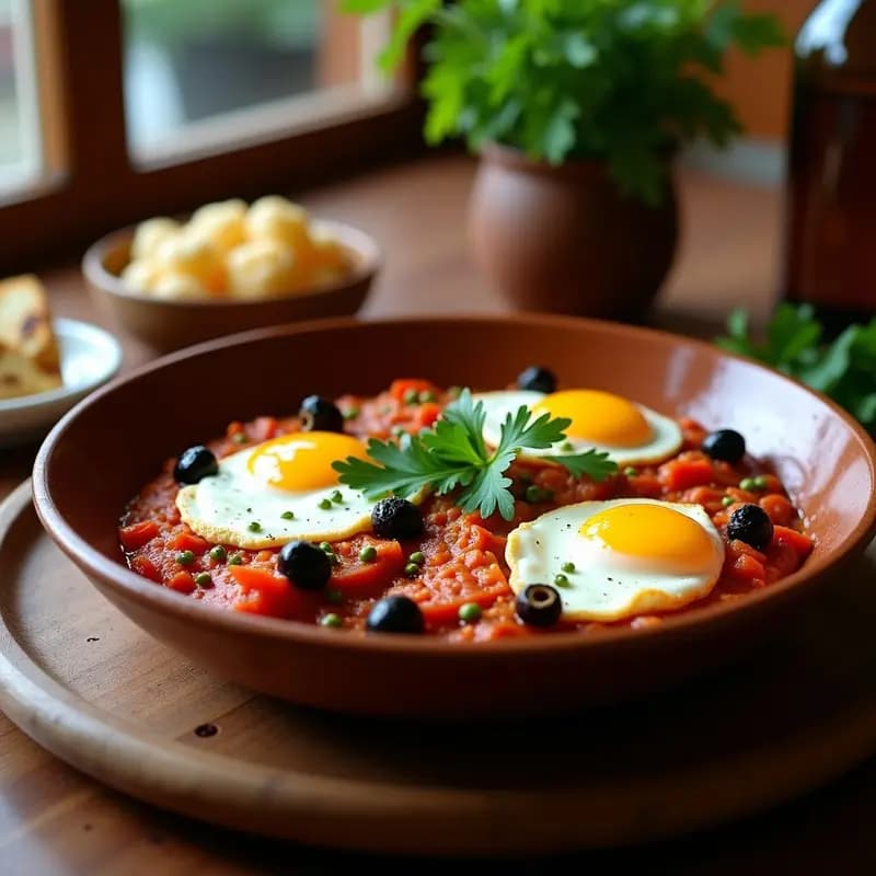 Shakshuka Tunecina con Atún y Huevos Poché: Versión Costera Alta en Omega-3