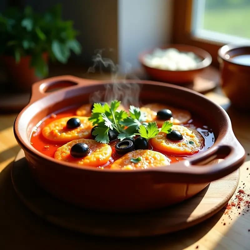 Shakshuka Tunecina con Merluza y Aceitunas: Desayuno o Cena en una Sola Olla