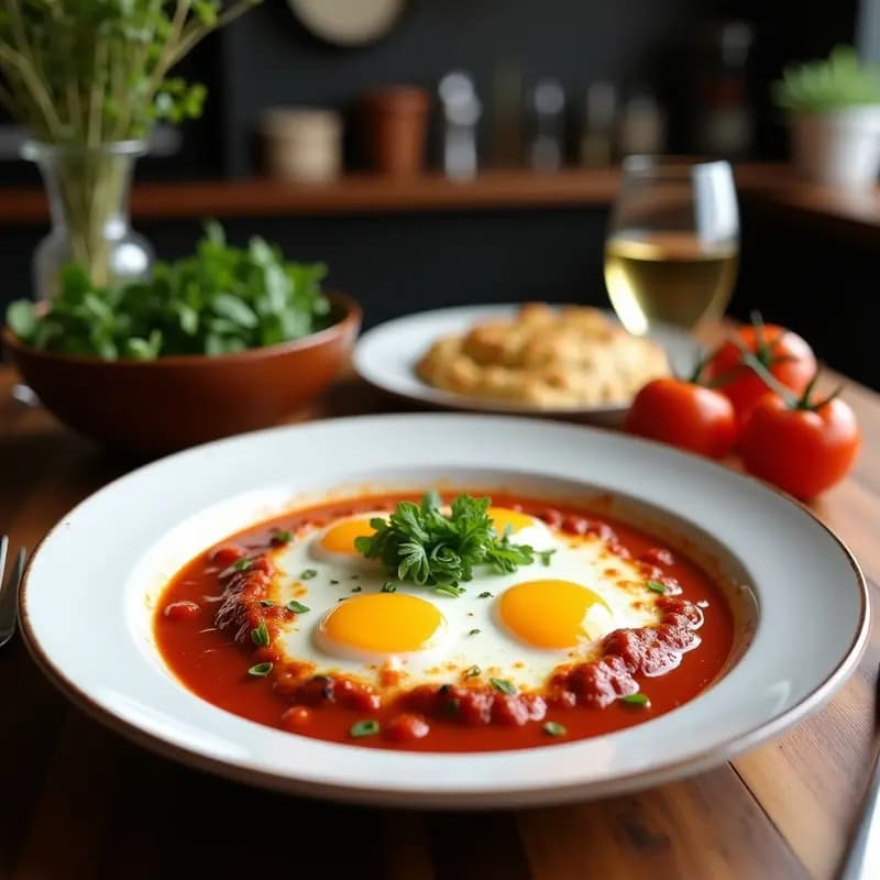 Shakshuka Turca con Yogur y Hierbas Frescas: Desayuno Proteico y Picante en 15 Minutos