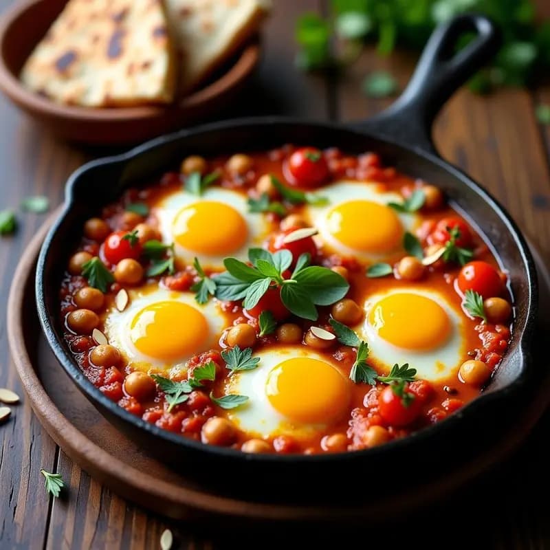 Shakshuka Marroquí con Garbanzos y Huevo de Tofu: Receta Vegana y Reconfortante para Desayunar o Cenar