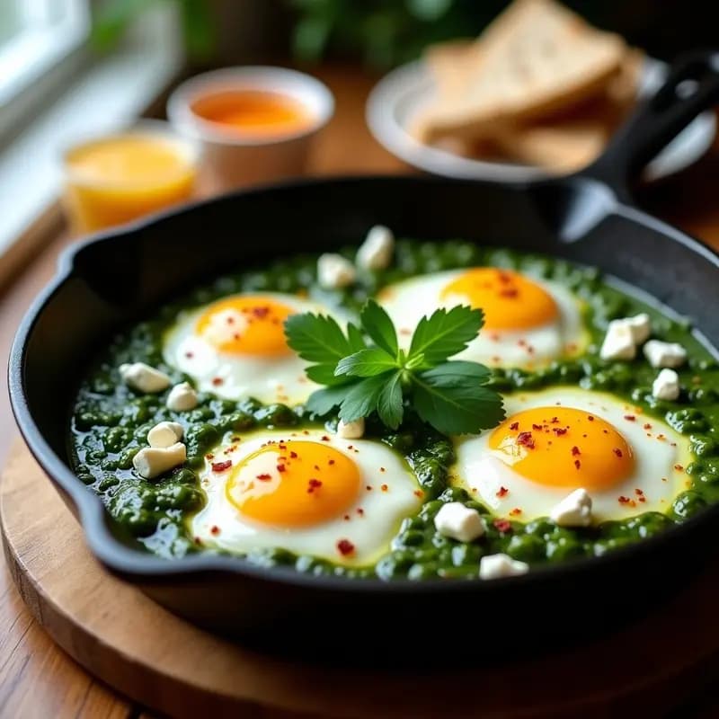 Shakshuka Verde con Pimientos y Feta: Desayuno Israelí con Toque Picante