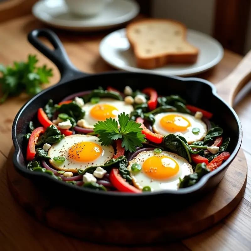 Shaksuka con Espinacas y Feta: Desayuno Israelí Vamos y Alto en Proteínas