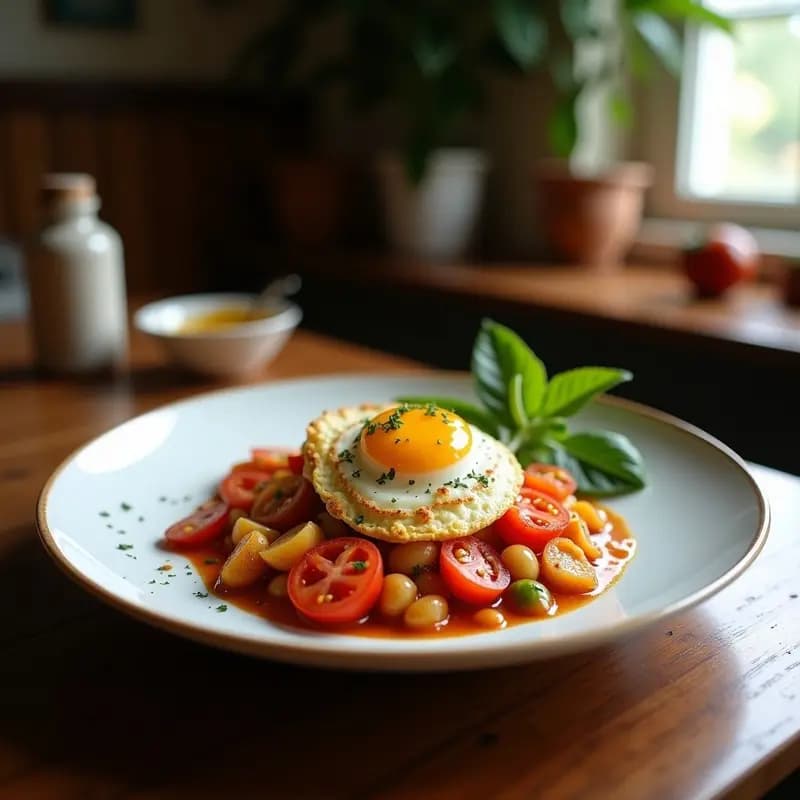 Shaksuka de Tomate y Berenjena: Receta Tunisina Vegana con Huevos de Lino