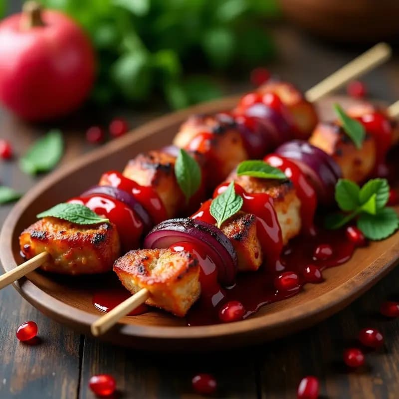 Shashlik de Cerdo con Salsa de Granados: Brochetas Rusas en Airfryer