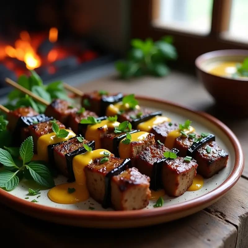 Shashlik de Cordero y Berenjenas: Brochetas Uzbekas a la Parrilla