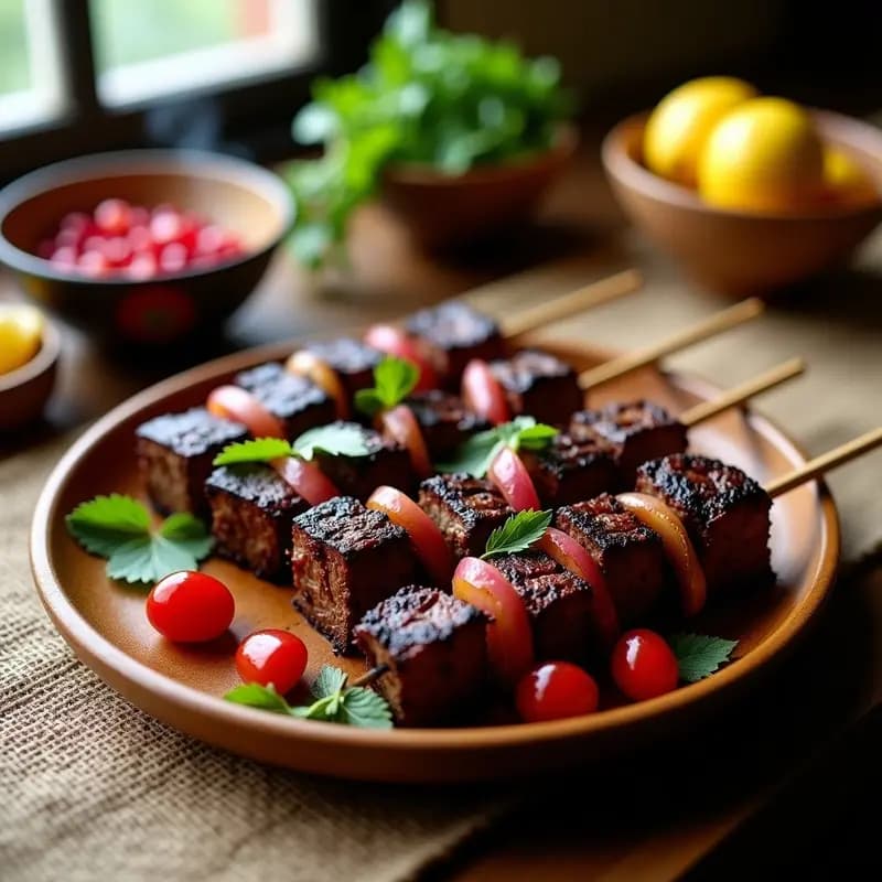 Shashlik de Cordero con Ciruelas Pasas: Receta Uzbekistán en Parrilla con Especias de la Ruta de la Seda
