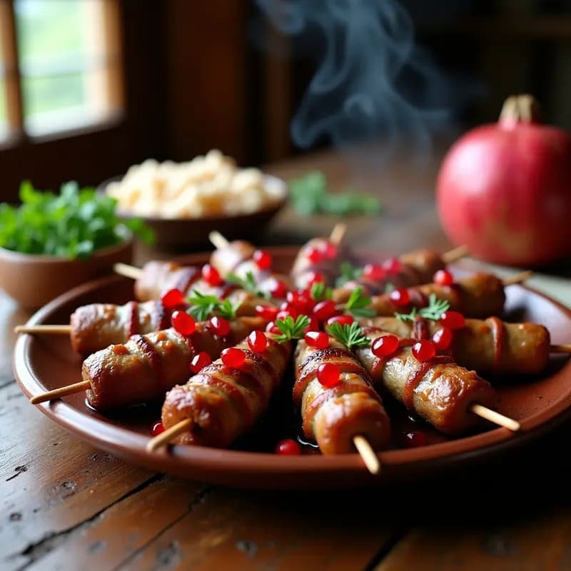 Shashlik de Cordero con Especias Georgianas y Granadas: Receta del Cáucaso en Brochetas