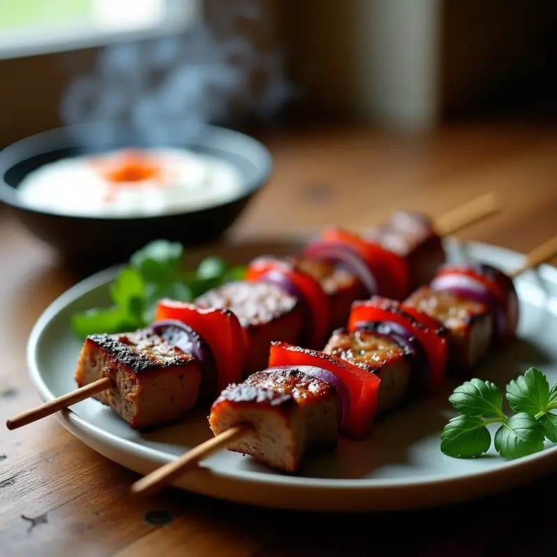 Shashlik de Cordero con Pimientos y Cebollas Moradas: Receta Rusa en Brochetas