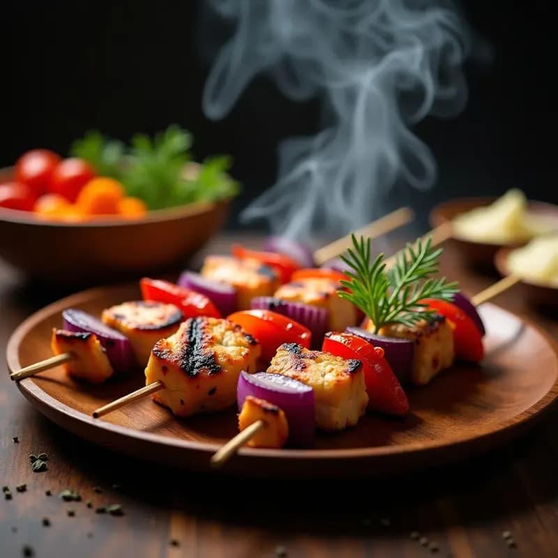 Shashlik de Pollo Marinado con Pimentón y Yogur: Brochetas Rusas en Grill