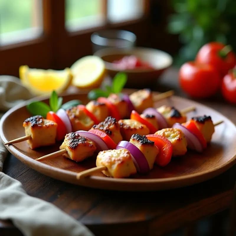 Shashlik de Pollo con Pimientos y Cebolla: Receta Rusa en Brochetas para Airfryer