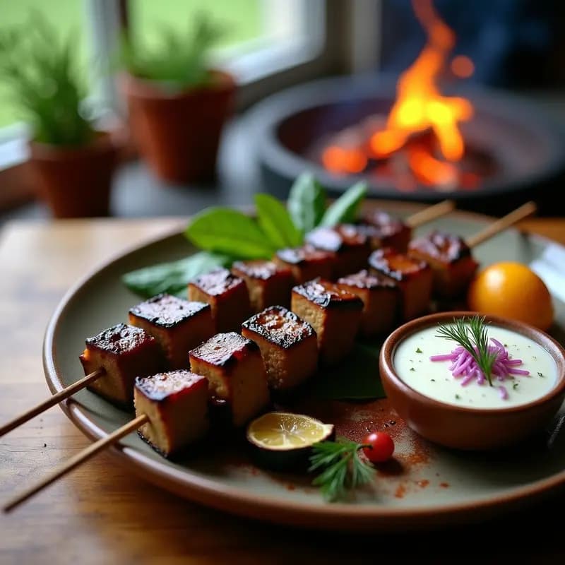 Shashlik de Ternera y Berenjena: Receta Ukrainiana a la Parrilla con Salsa de Ajo
