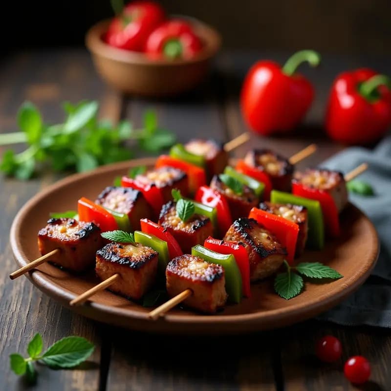 Shashlik de ternera con pimientos: Brochetas rusas en airfryer y rápidas
