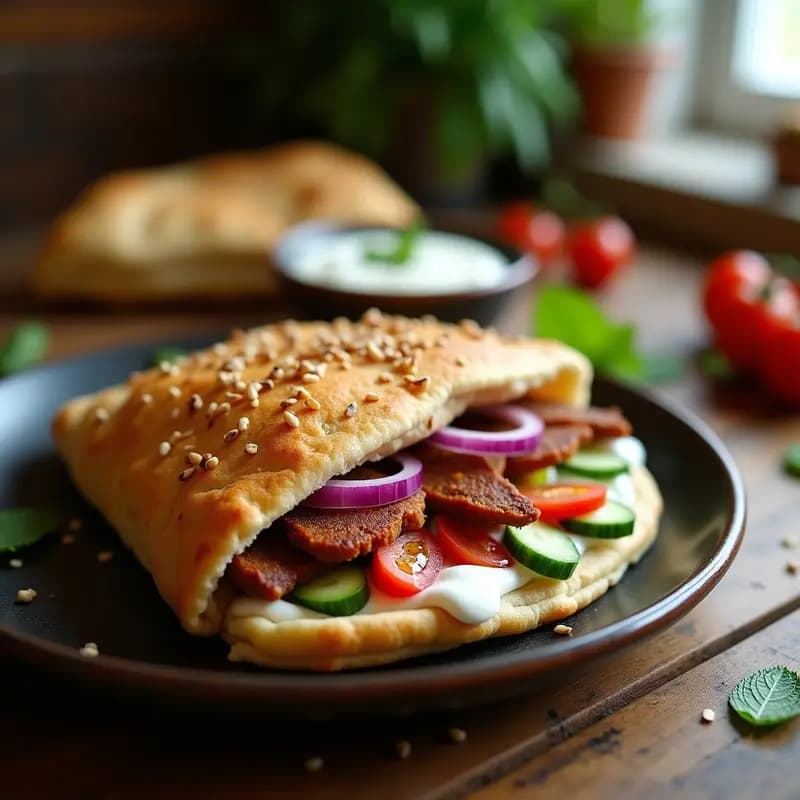 Shawarma de falda de cerdo y especias árabes: Receta en Airfryer con pan de pita integral