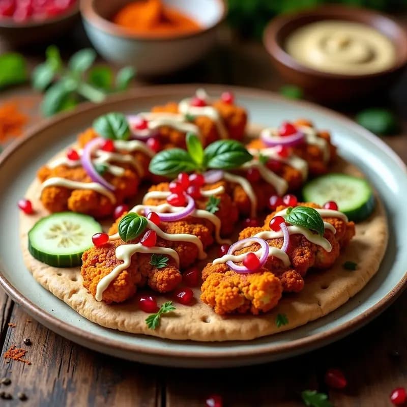 Shawarma de Coliflor con Tahini y Granada: Receta Árabe Vegana en Airfryer
