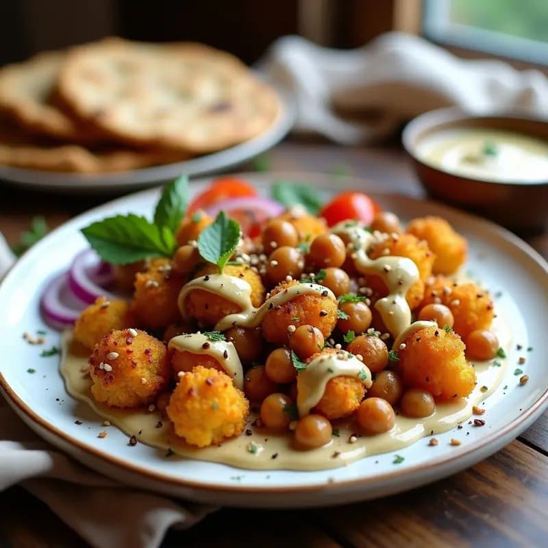 Shawarma de Coliflor y Garbanzos: Receta Libanesa Vegana con Salsa de Tahini y Zaatar