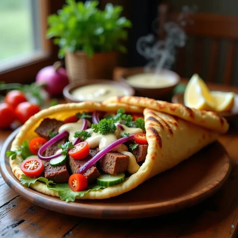 Shawarma de Cordero con Pan Árabe y Salsa de Tahini: Receta Libanes en Olla Lenta