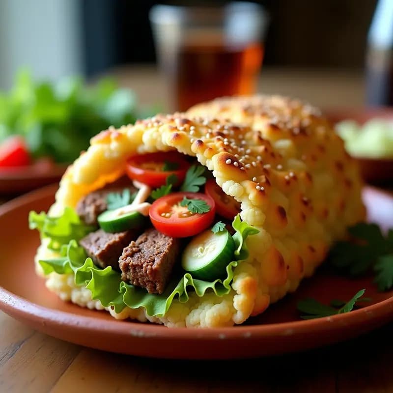 Shawarma de Cordero con Pan de Coliflor: Receta Árabe Keto y Sin Gluten en Airfryer