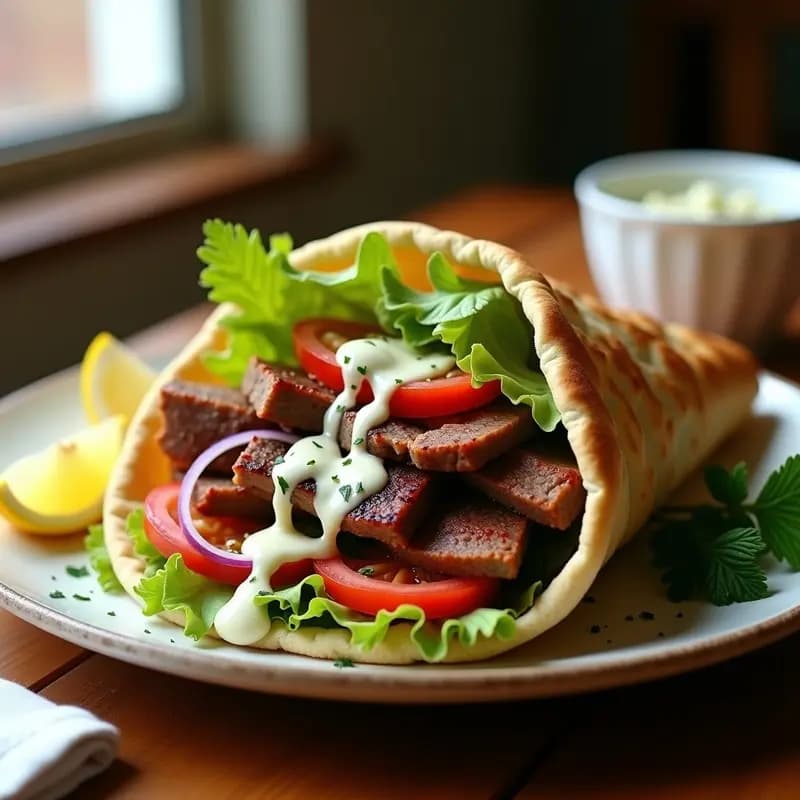 Shawarma de Cordero con Pan Pita y Salsa de Ajo: Receta Árabe Callejera en Airfryer