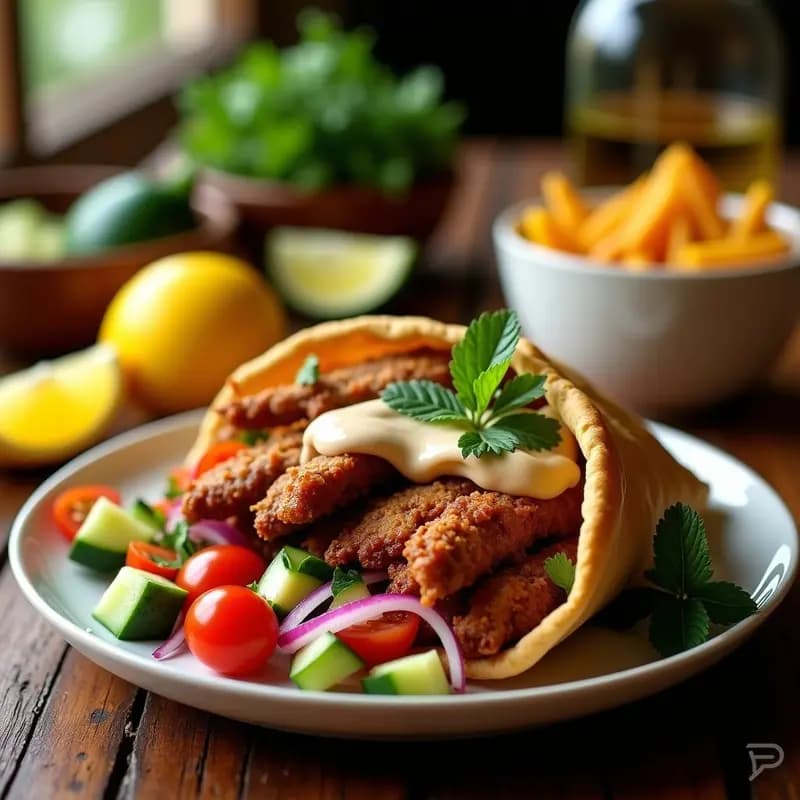 Shawarma de Cordero con Salsa de Tahini y Ensalada Árabe: Receta en Airfryer y Sin Lactosa