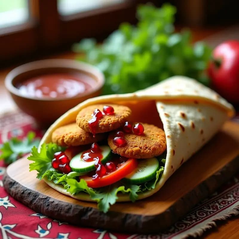 Shawarma de Falafel con Salsa de Tahini y Granadina: Receta Libanesa 100% Vegana