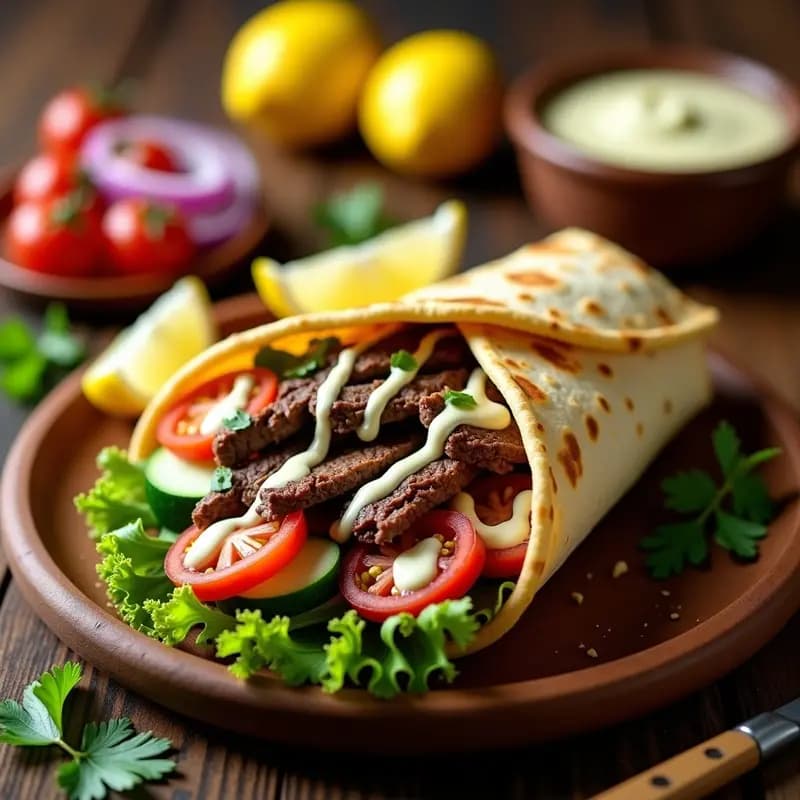 Shawarma de Falda con Garlic Sauce: Receta Árabe en Wrap de Pan Pita