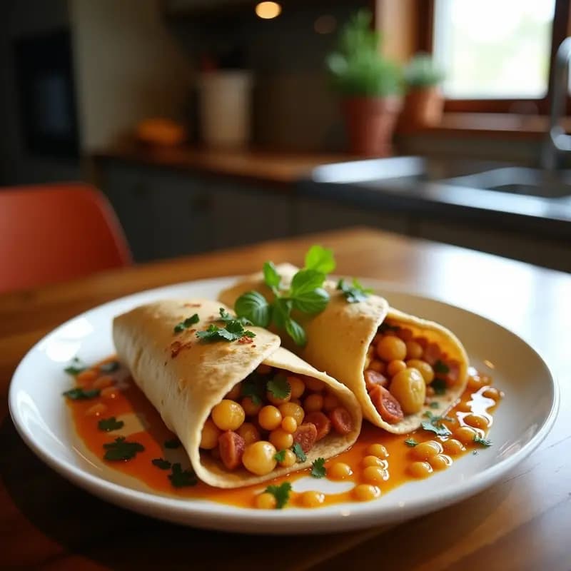 Shawarma de Garbanzos y Berenjena: Receta Vegana de Oriente Medio en Wrap Integral