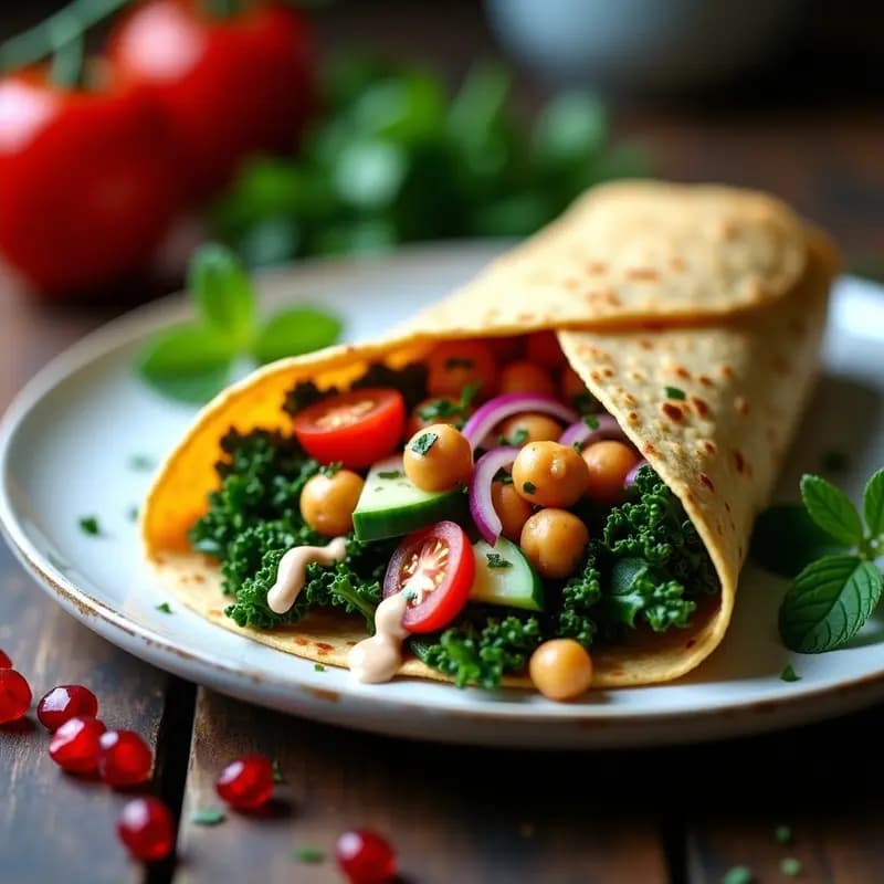 Shawarma de Garbanzos y Col Rizada: Receta Árabe Vegana en Wrap de Lino