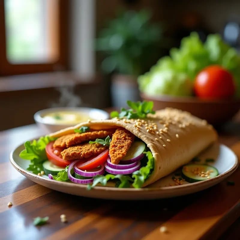 Shawarma de Jackfruit y Especias: Receta Árabe Vegana en Airfryer con Salsa de Ajo