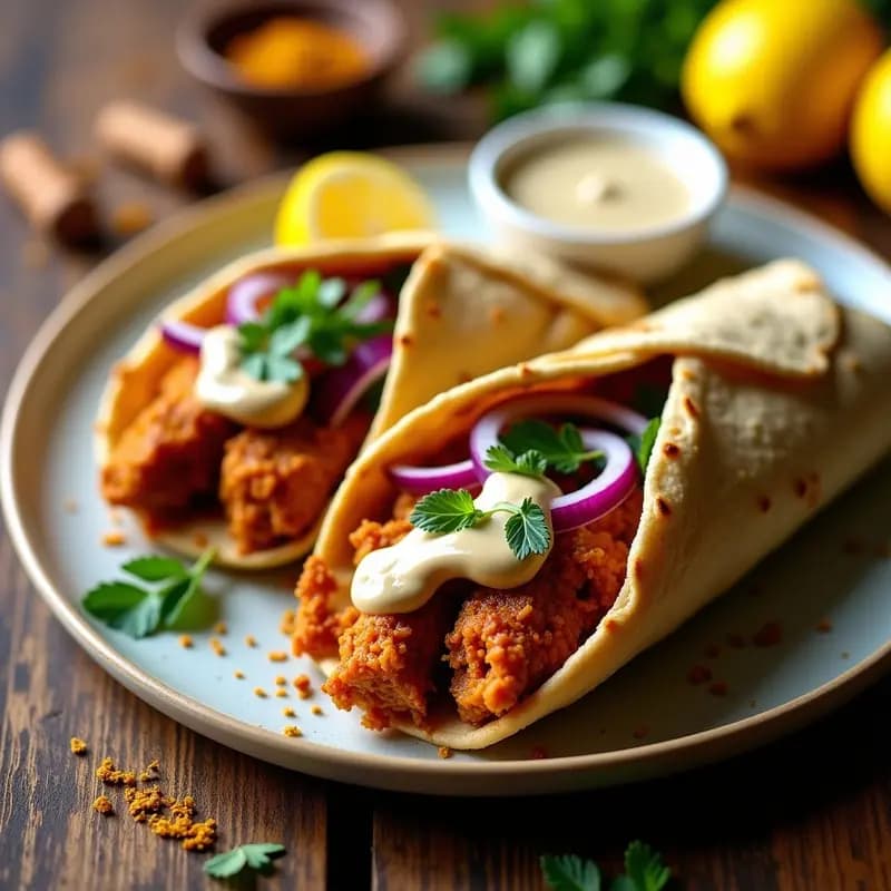 Shawarma de Jackfruit y Especias Árabes: Receta en Airfryer con Salsa de Tahini y Limón