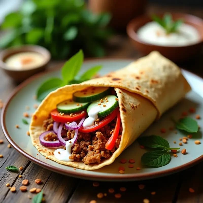 Shawarma de Jackfruit y Especias Árabes: Receta Vegana en Tortilla de Trigo Integral
