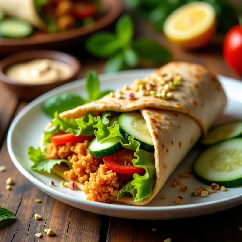 Shawarma de Jackfruit al Estilo Libanes: Wrap Vegano y Alta en Fibra