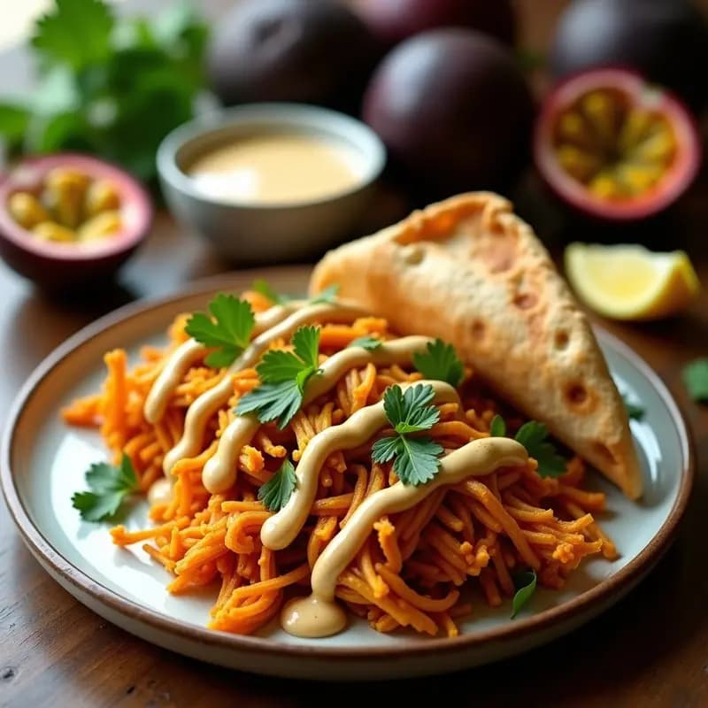 Shawarma de Jackfruit al Horno: Receta Árabe Vegana con Salsa de Tahini y Granadilla