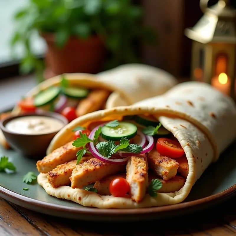Shawarma de Pollo con Ajo y Hierbas en Pan Pita: Receta Árabe Rápida y Sabrosa