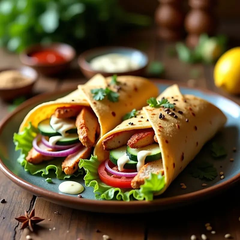 Shawarma de Pollo Árabe con Garlic Sauce: Receta en Tortilla de Trigo Integral y Sin Lactosa