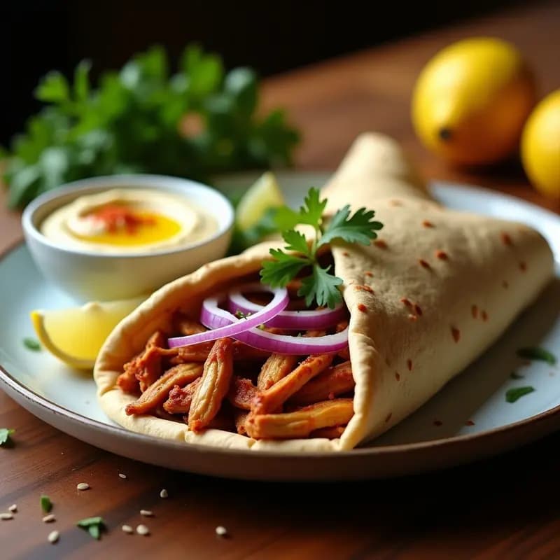 Shawarma de Pollo al Estilo Libanes: Receta Árabe en Olla Lenta con Hummus Casero