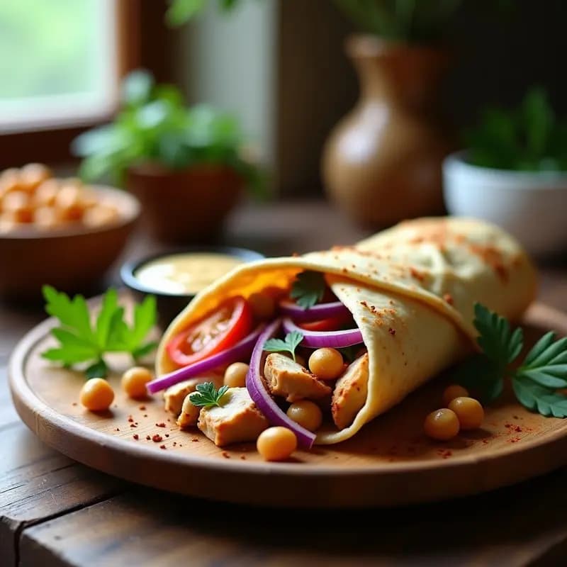 Shawarma de Pollo con Garbanzos y Tahini: Receta Árabe Alta en Proteína en Thermomix