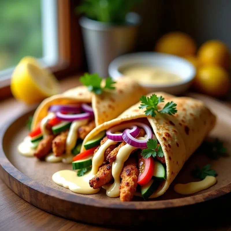 Shawarma de Pollo con Garlic Sauce en Pan Árabe: Receta Libanesas Auténtica