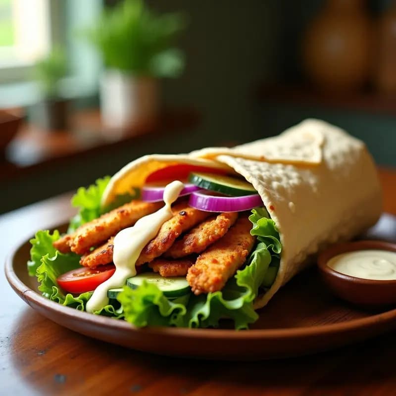 Shawarma de Pollo con Garlic Sauce: Wrap Árabe Crujiente y Especiado
