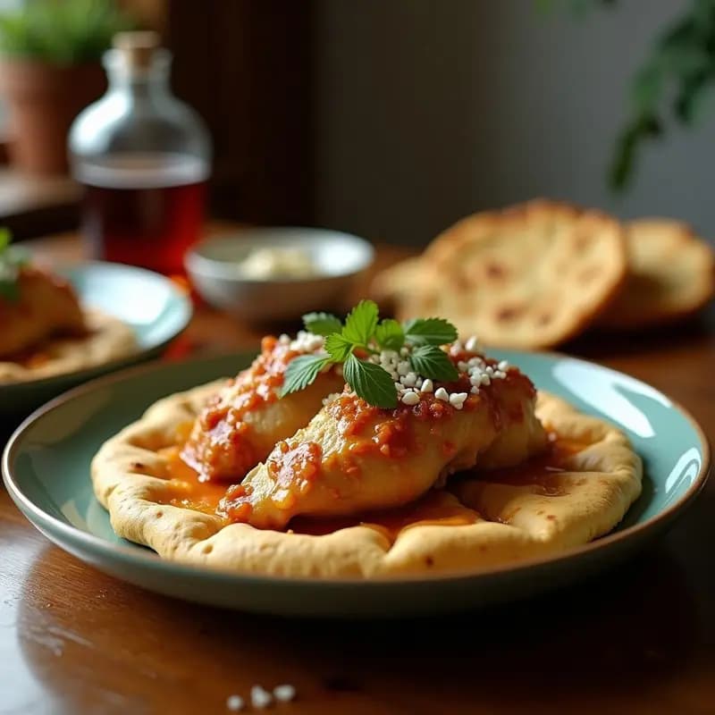 Shawarma de Pollo al Estilo Jordaniano: Pita Rellena con Tahini y Encurtidos