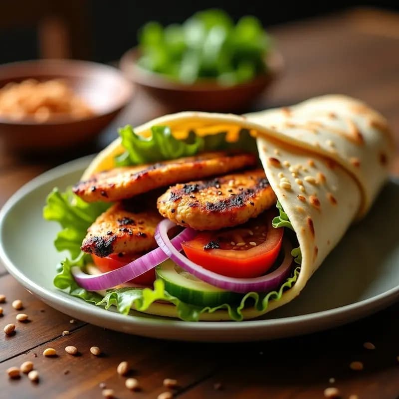 Shawarma de Pollo con Pan Árabe Integral: Receta Libanes en Airfryer y Sin Gluten