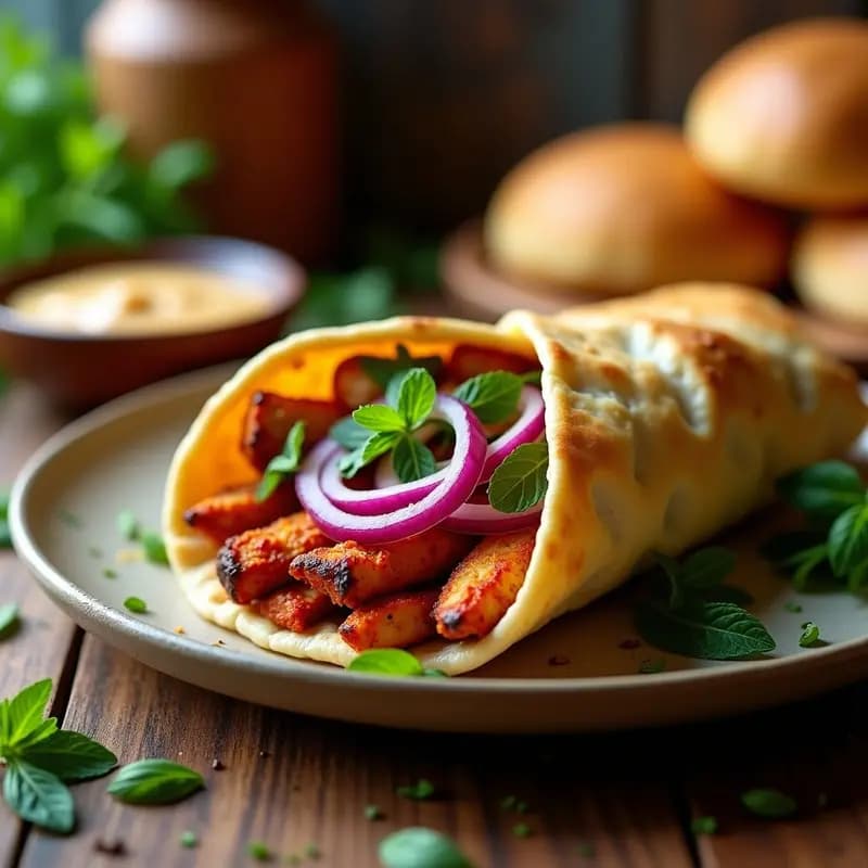Shawarma de Pollo con Pan Árabe: Receta de Medio Oriente Picante y Jugosa
