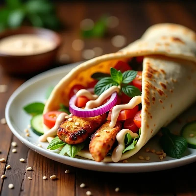 Shawarma de Pollo con Pan de Pita Integral: Receta Siria Alta en Proteína y Rápida