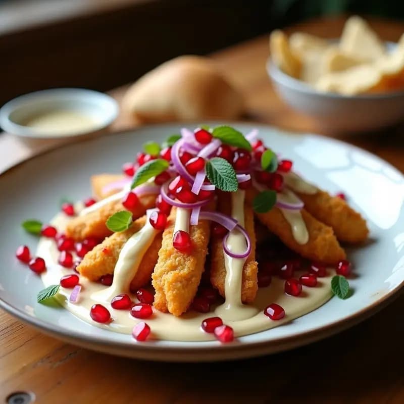 Shawarma de Pollo con Tahini y Granadas: Receta Árabe en Airfryer con Toque Crujiente